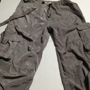 LA Hearts Cargo Pants Womens Med Gray Poly Lightweight Baggy Fit